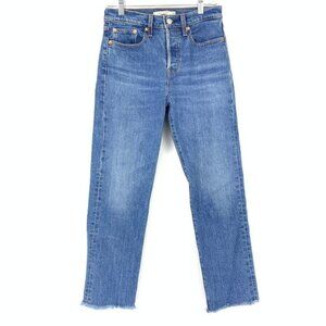 Levi's Jeans Womens 25 Wedgie Straight Fit Blue Button Fly Raw Hem Hi-Rise